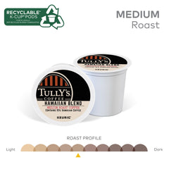 Tully's Hawaiian Blend box with pods for easy pantry storage.