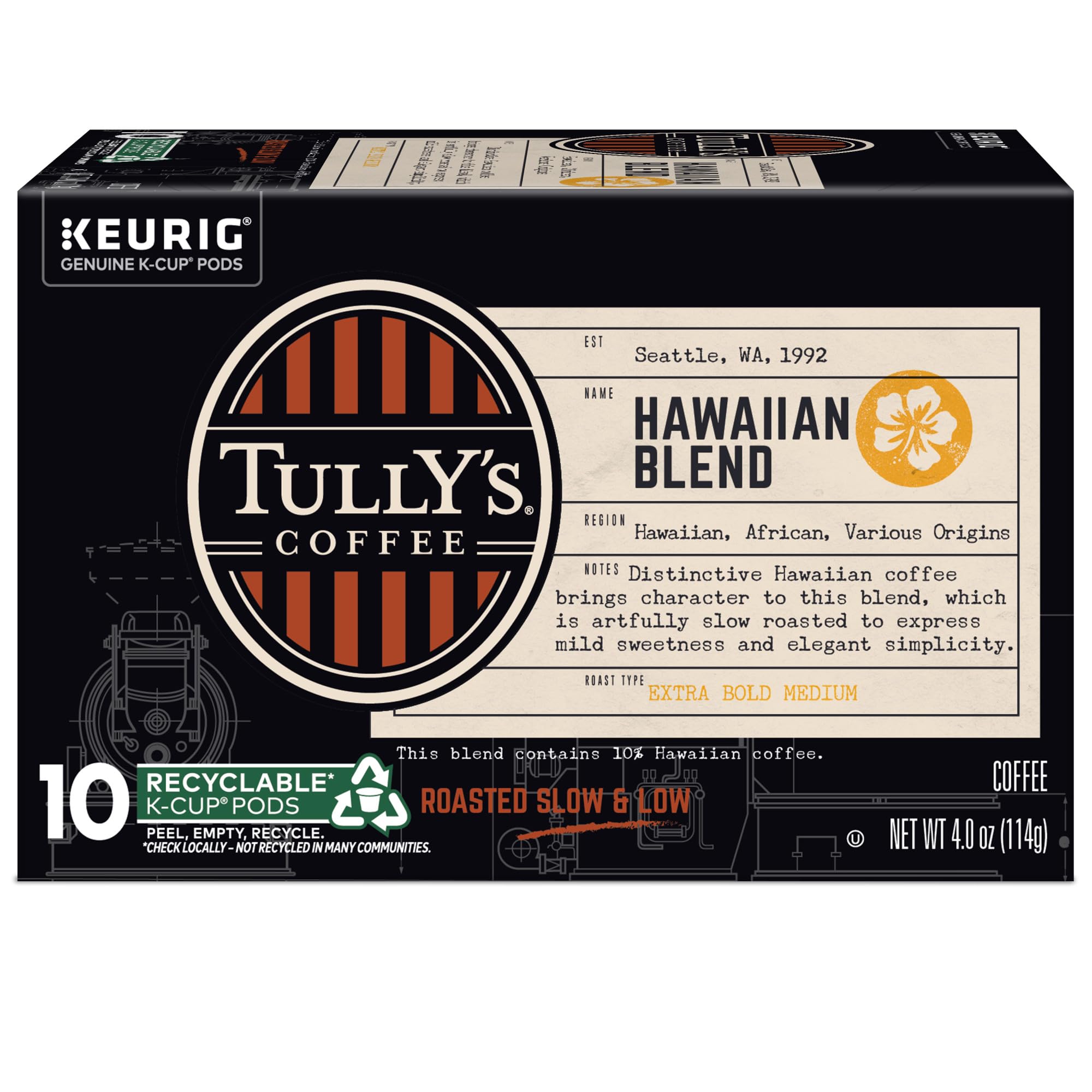 Hawaiian beans blend emphasizes tropical aroma in Tully's K-Cup pods.