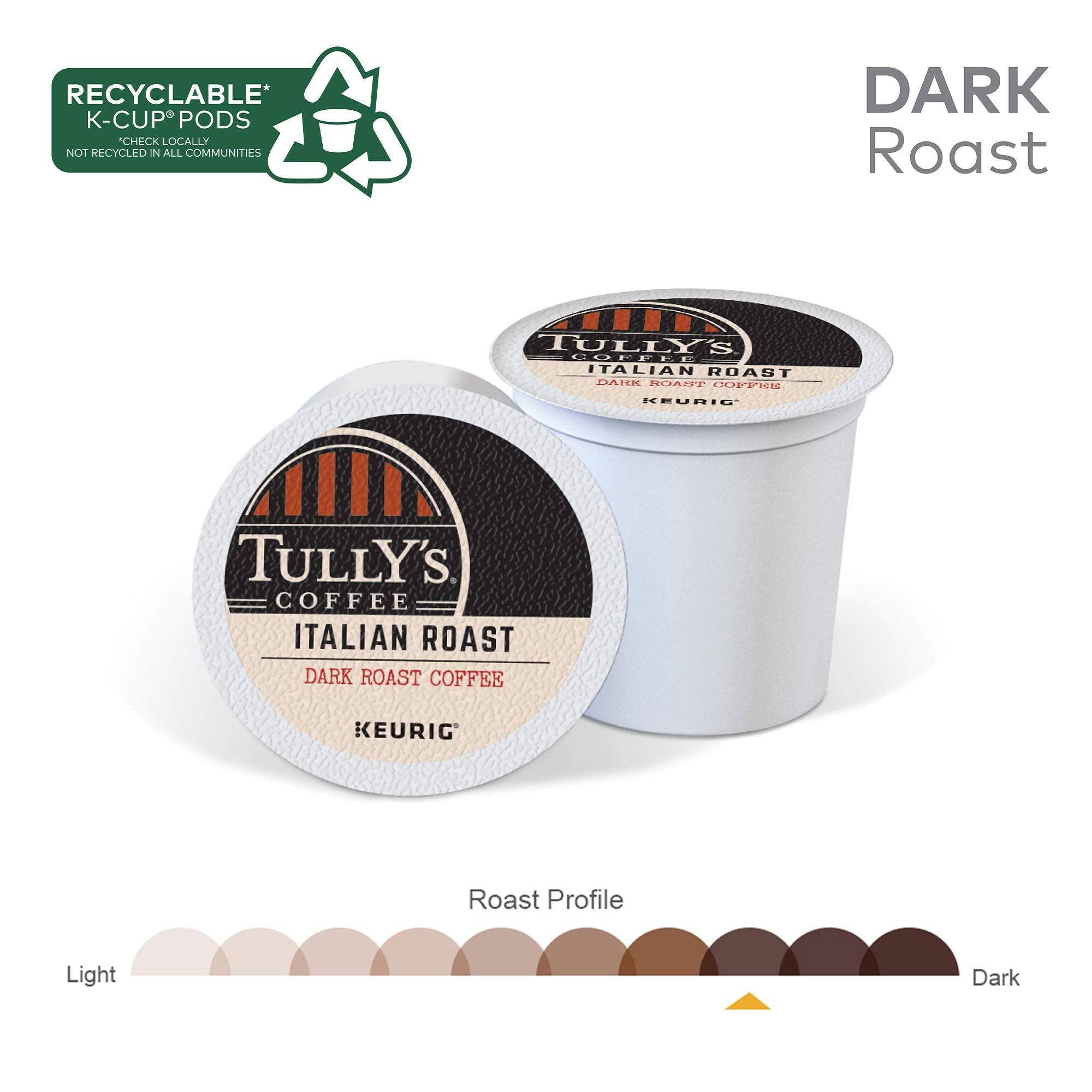 Tullys Italian Roast rich color in cup hints at depth and flavor