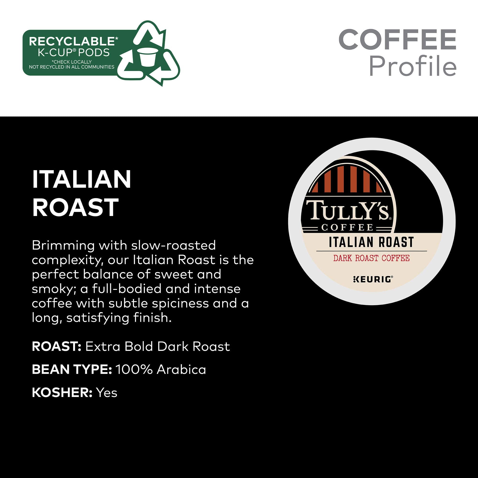 Tullys Italian Roast pour and steam reveal a full-bodied extraction