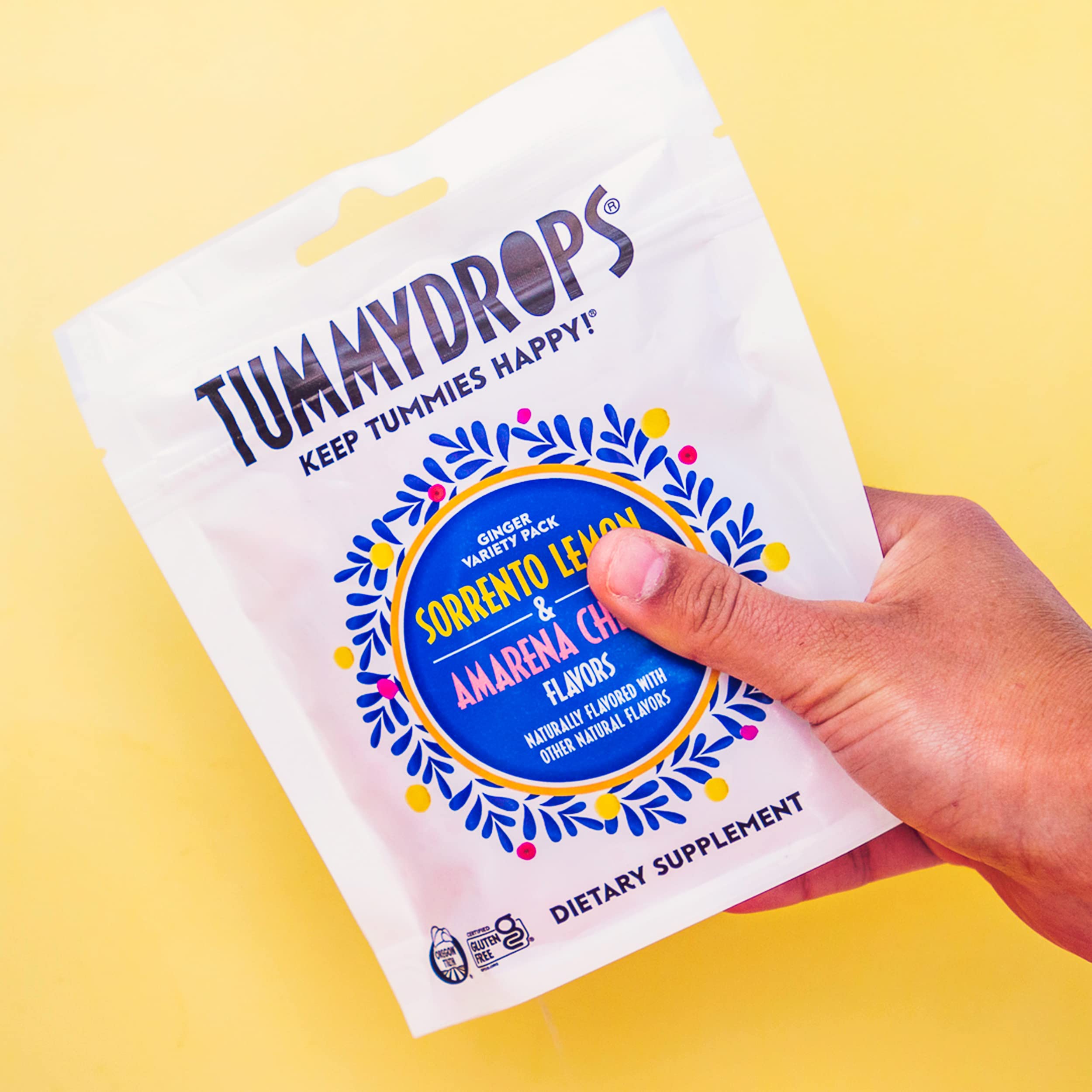 Tummydrops Ginger Italy Inspired Variety Pack peppermint leaves suggest a breath refresher