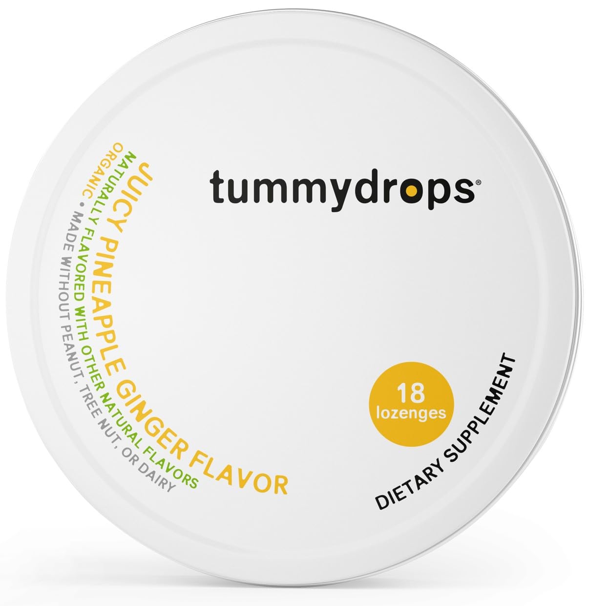 Tummydrops patented organic ginger extract graphic illustrating unique formulation.