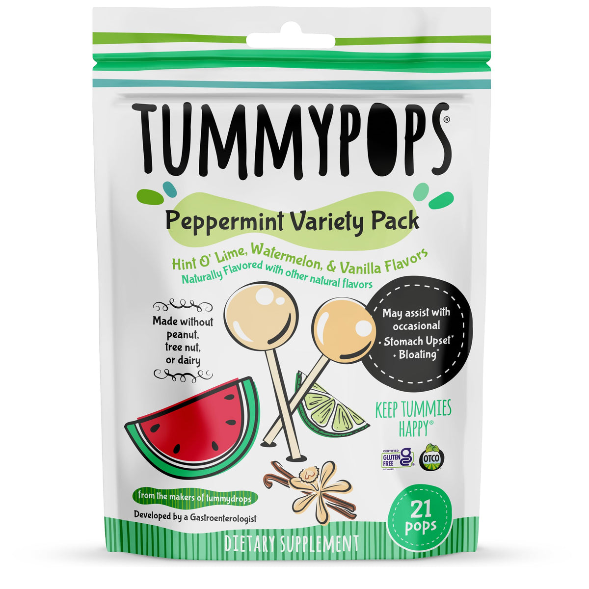 Tummypops Peppermint Variety Pack front view for on-the-go refreshment.