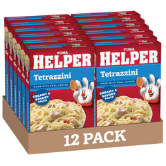Tuna Helper Tetrazzini pasta meal packaging, convenient for quick dinners.