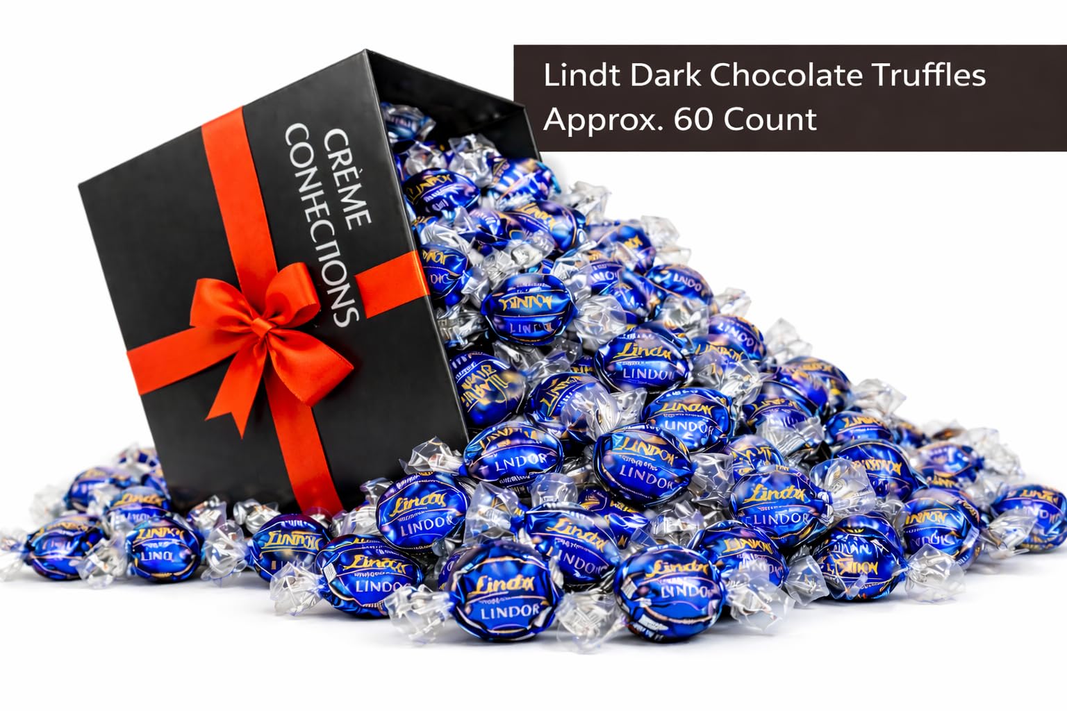 Tundras Dark Chocolate LindtTruffles gift box open, ready for gifting and sharing.