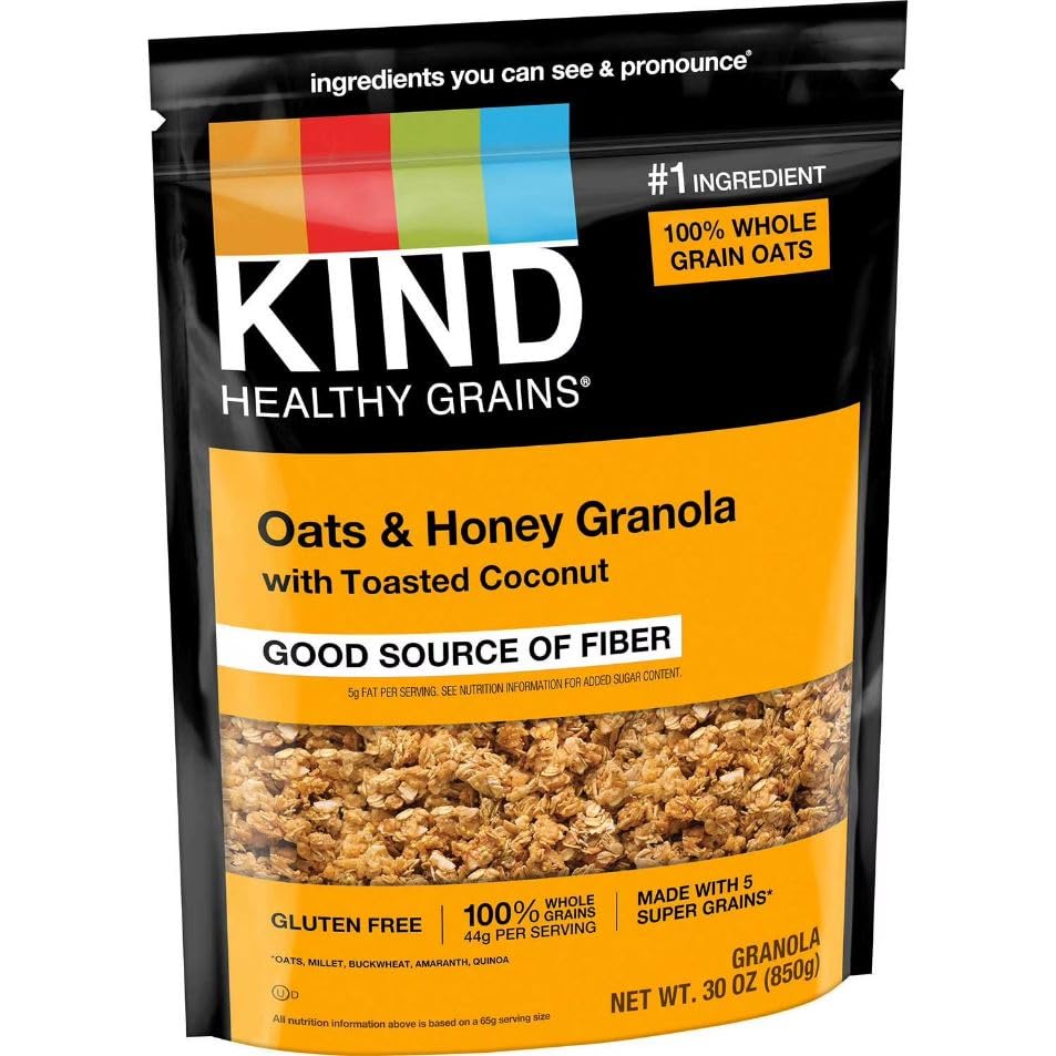 Tundras Granola five grains in a bowl, showcasing a crunchy snack option.