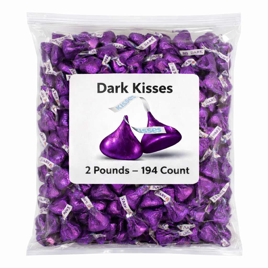 Tundras HersheyPurple KISSES Special Dark on a dessert board.