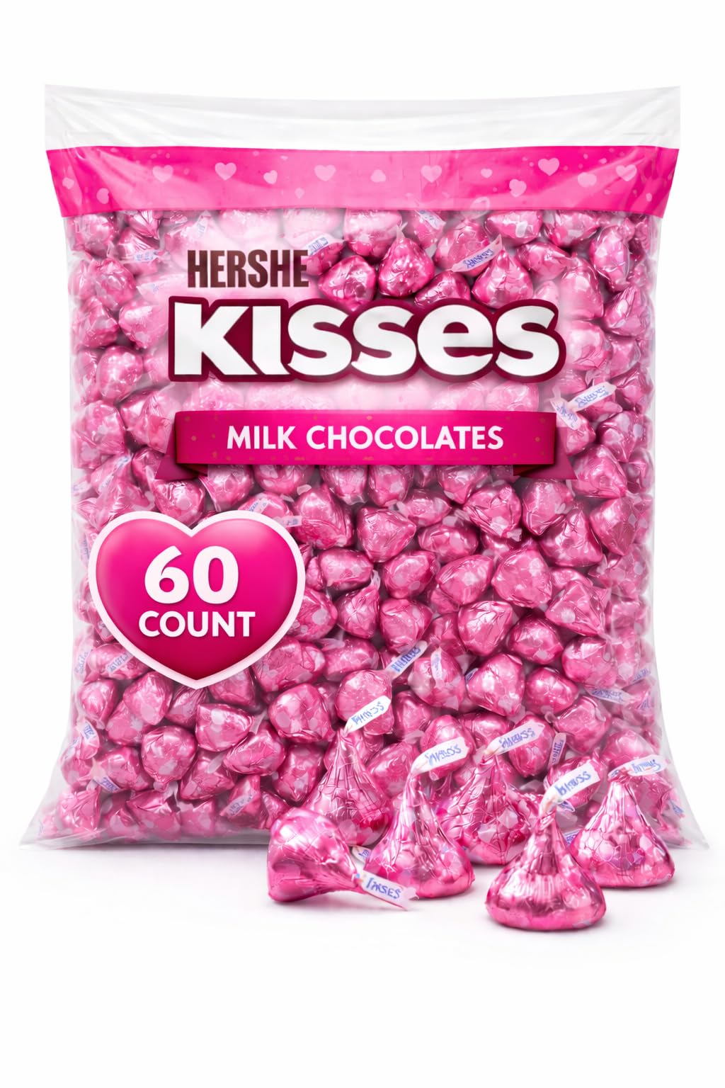Tundras KISSES pink foil-wrapped chocolates for a playful party centerpiece