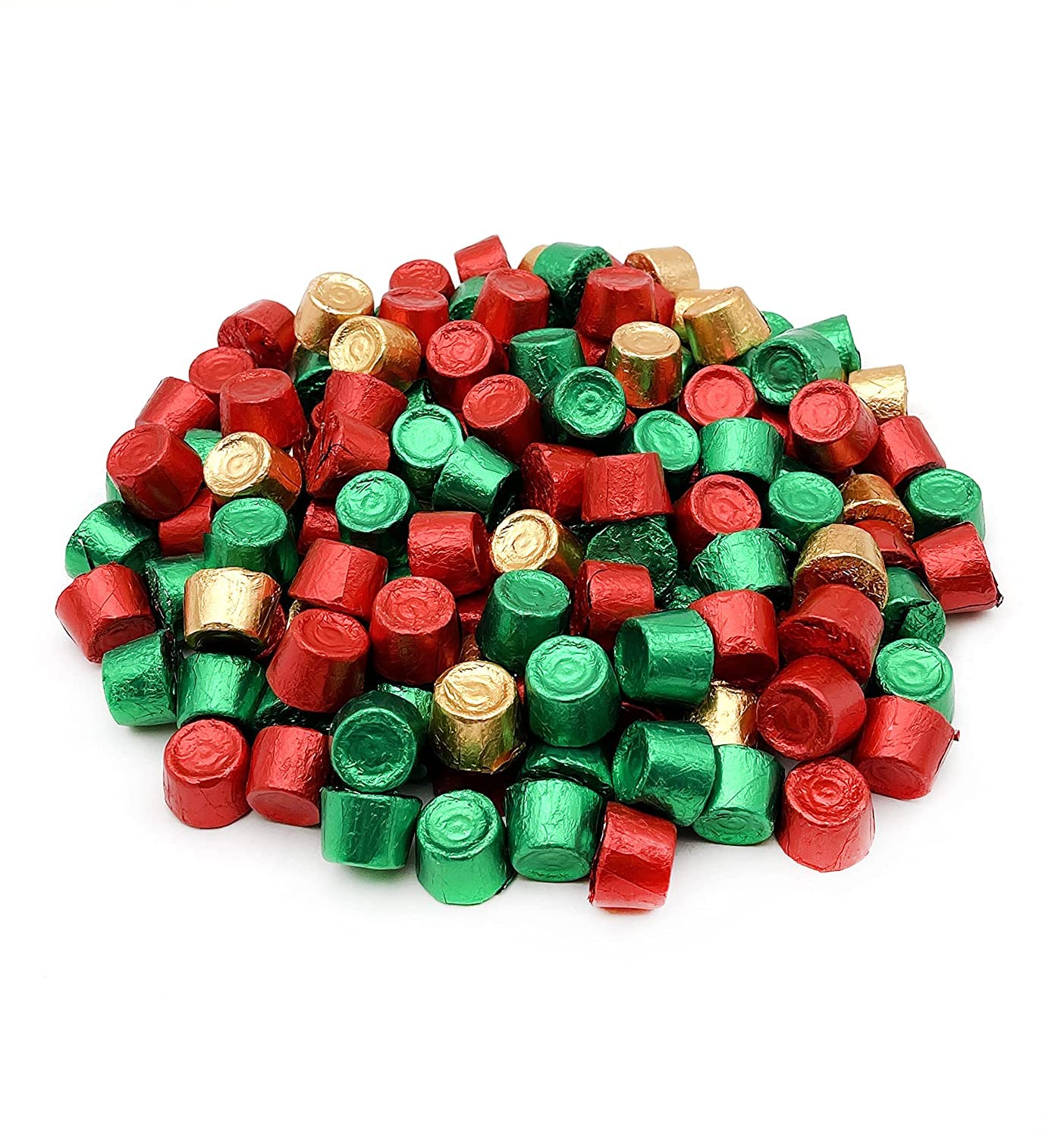 Red and green foil-wrapped caramels by Tundras, great for bulk entertaining.