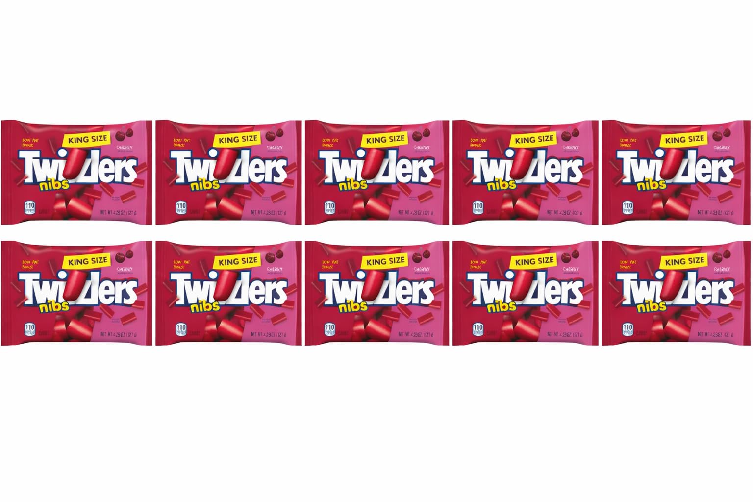 Tundras Twizlers Cherry Nibs candies in bowl, perfect for movie nights.