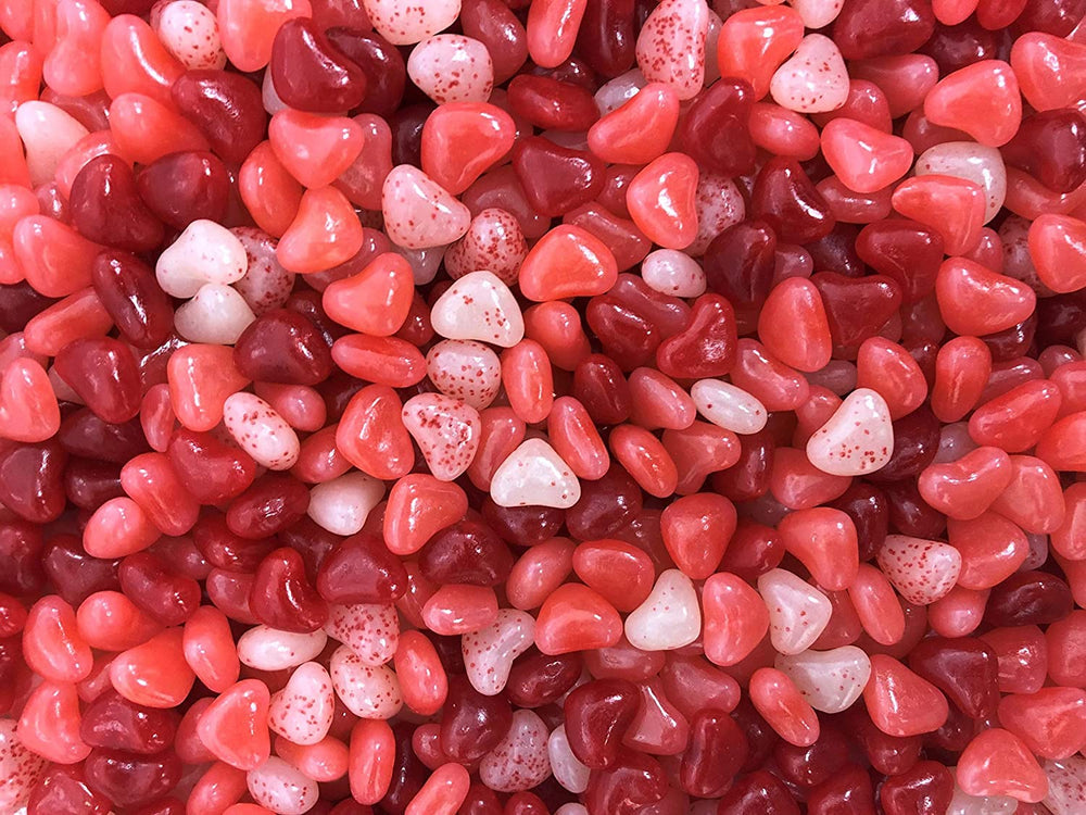 Tundras Valentine’s Day Jelly Hearts strawberry flavor close-up, romantic treat for celebrations.