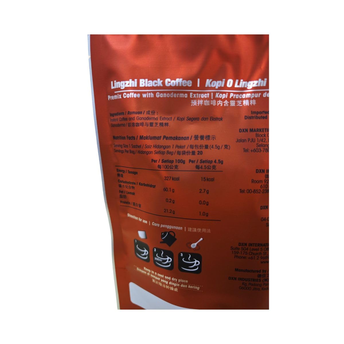 TUNEZ DXN Lingzhi Black Coffee with Ganoderma extract ready for a focused moment