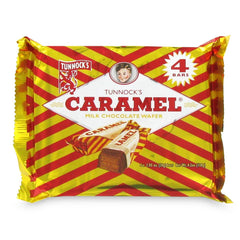 Tunnock's Caramel Wafers 12-bars pack front view, ideal sharing snack with tea
