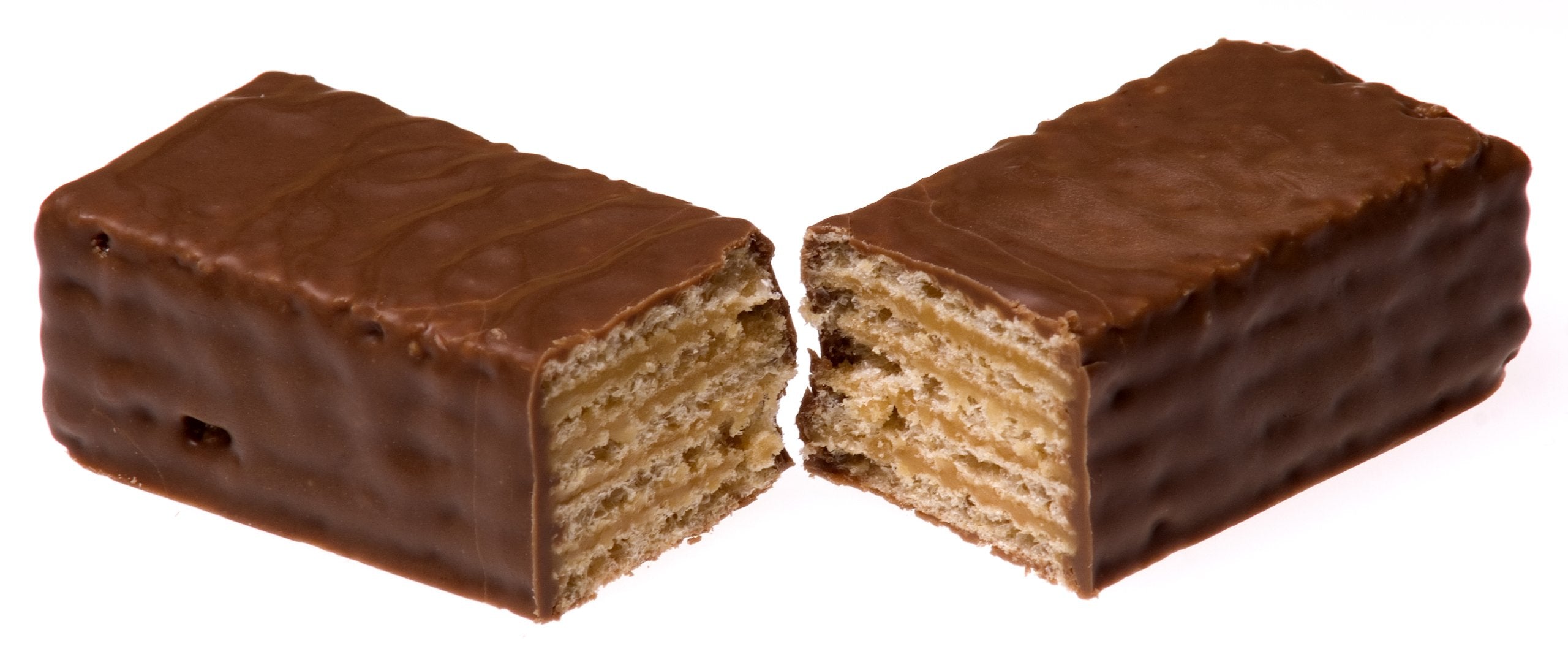 Tunnock's Caramel Wafers milk chocolate coating closeup for indulgent texture