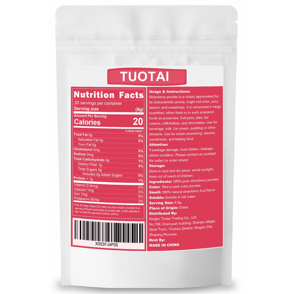 TUOTAI Freeze Dried Strawberry Powder bag ready for quick recipe use