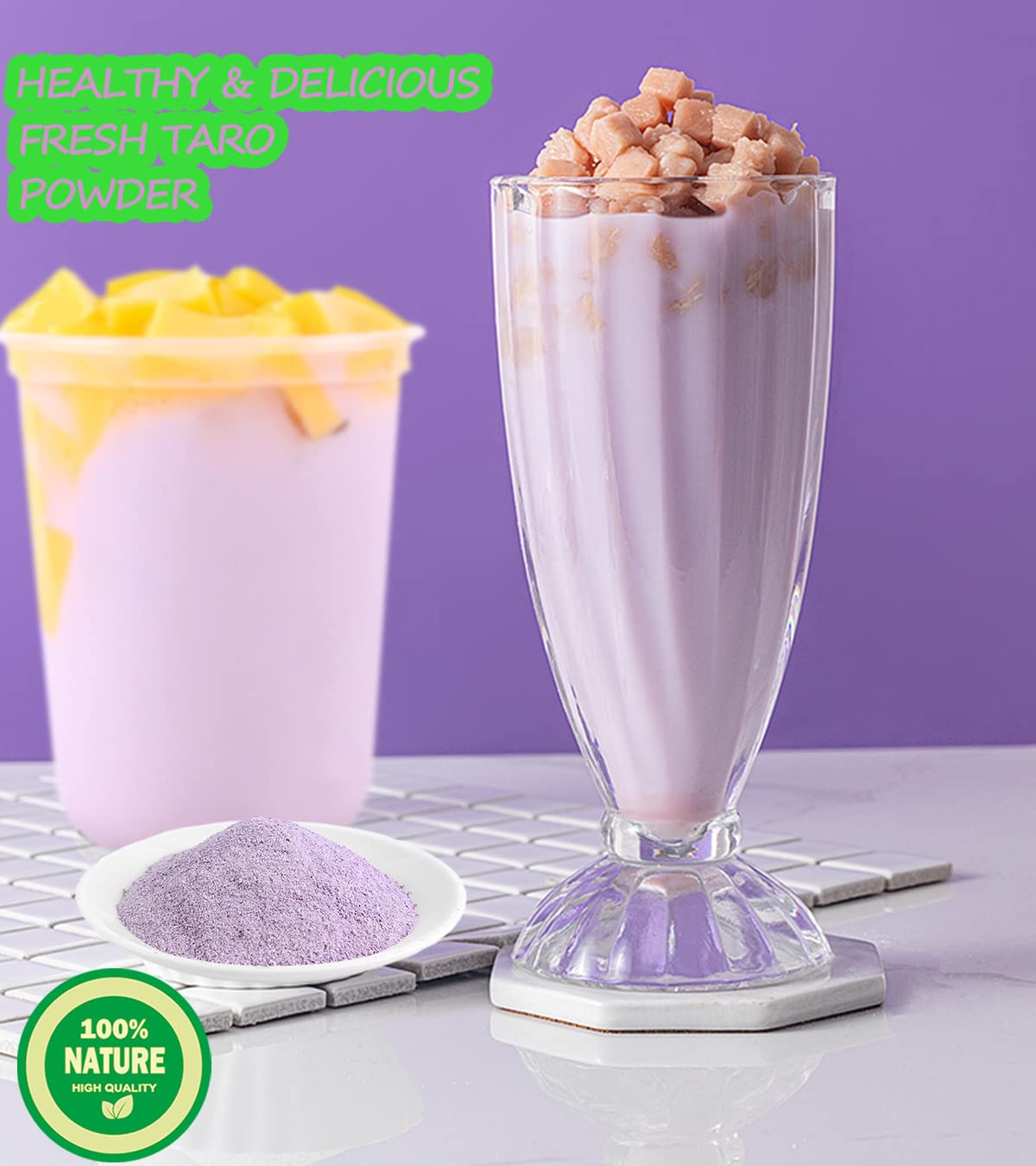 TUOTAI Freeze Taro Powder milk tea image hints at fruity beverage experiments