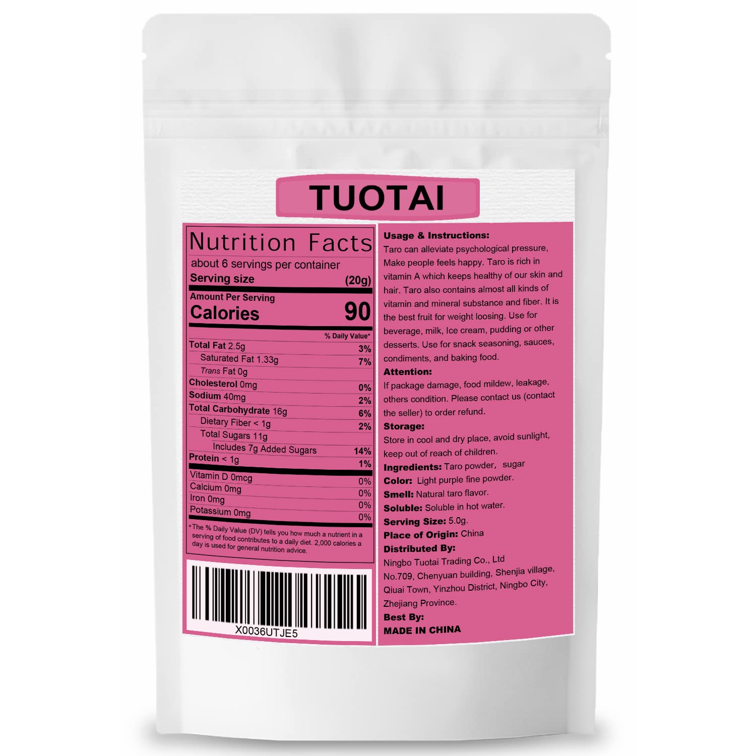 TUOTAI Freeze Taro Powder scoop demonstrating convenient portioning for drinks