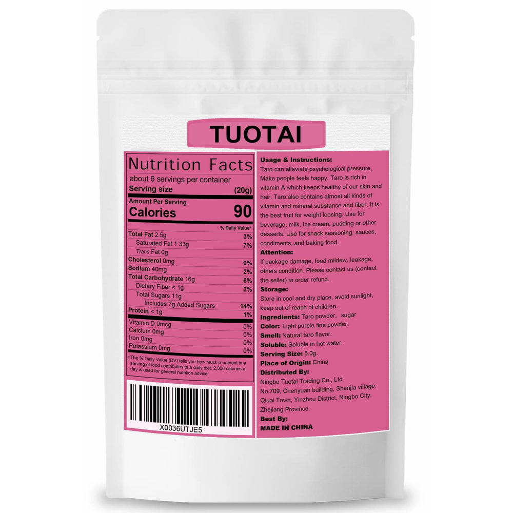 TUOTAI Freeze Taro Powder scoop demonstrating convenient portioning for drinks