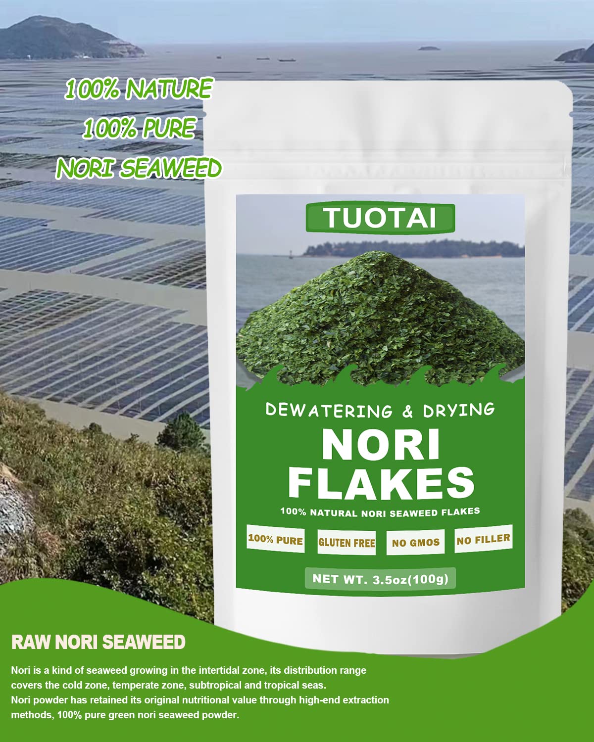 TUOTAI Nori on a salad or soup garnish, adding flavor.