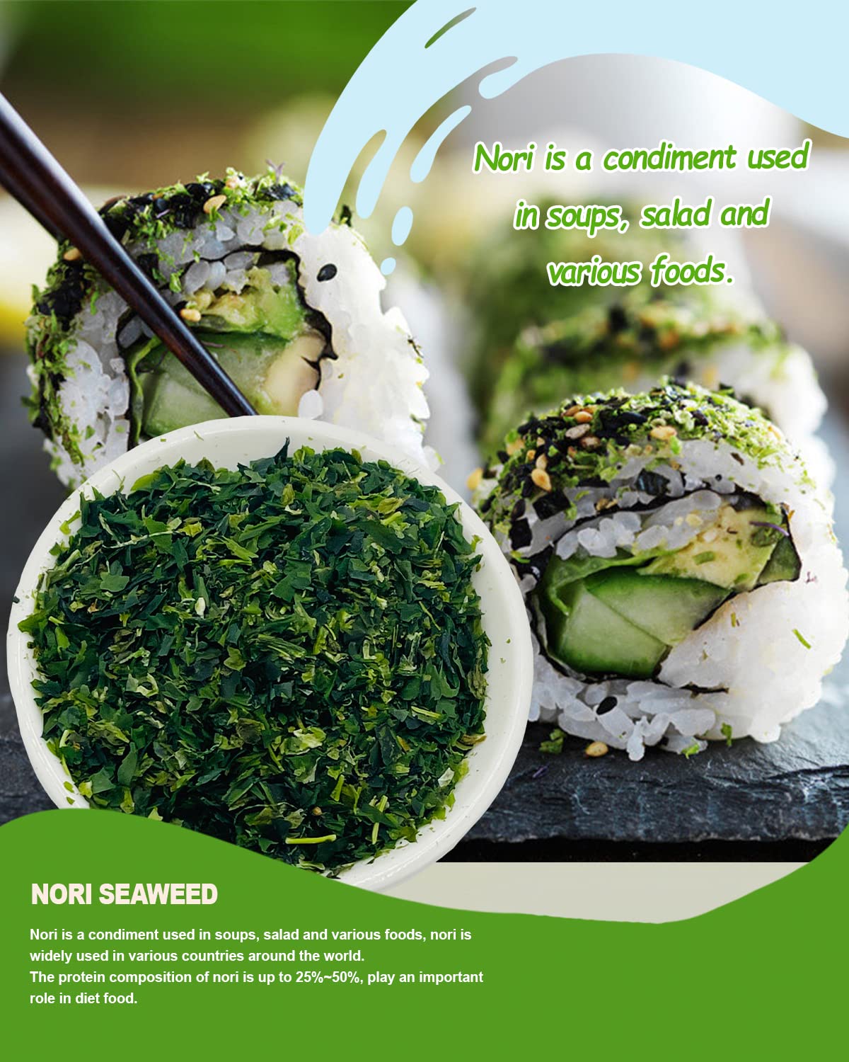 TUOTAI seaweed flakes show delicate texture suitable for bowls.