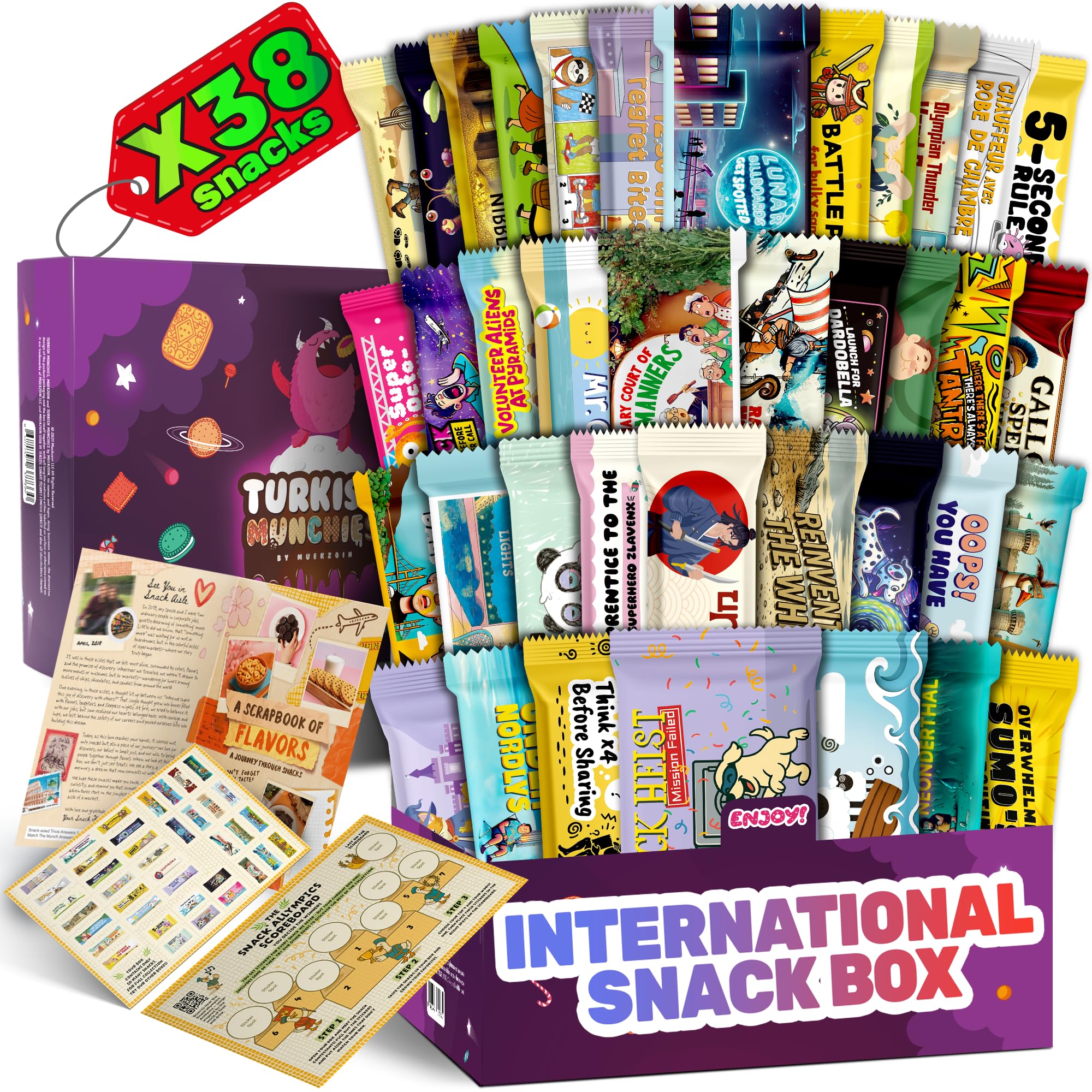 Turkish Munchies international snack box unboxing moment showcasing diverse global treats.
