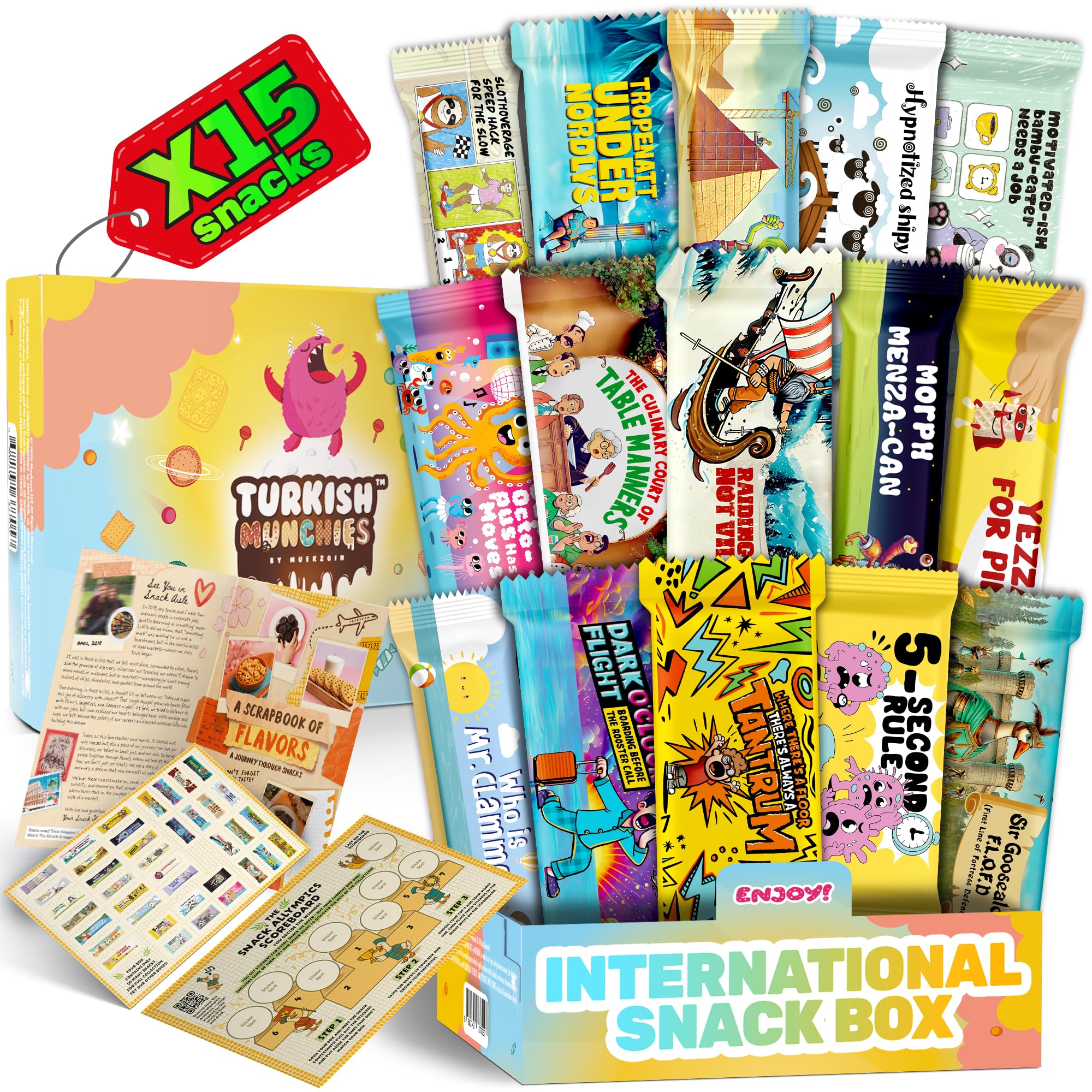 Turkish Munchies international snack box unboxing moment, showcasing diverse flavors