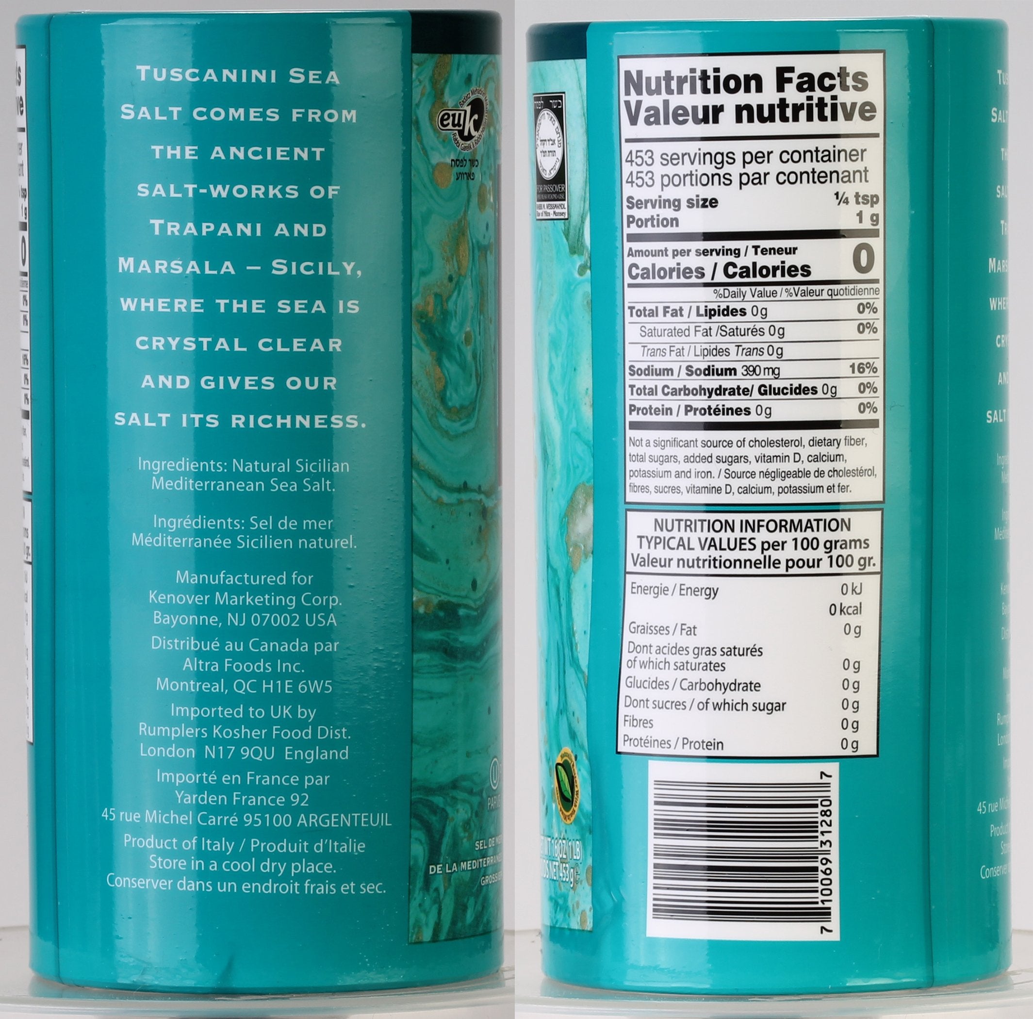 Tuscanini coarse sea salt crystals with natural mineral texture for cooking.