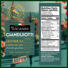 Tuscanini Gianduiotti hazelnuts close-up, creamy gianduia with roasted nuts.