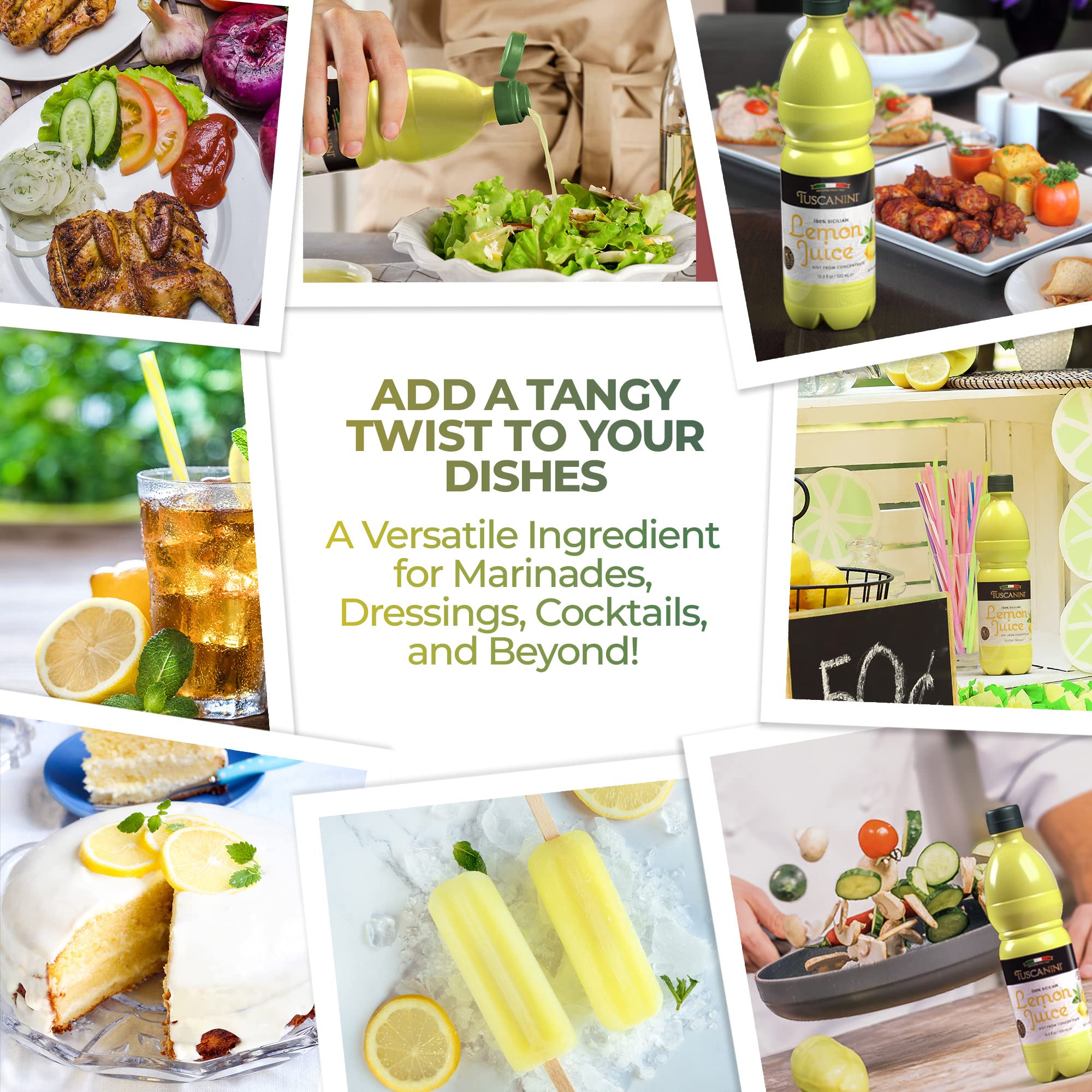 Tuscanini lemon juice enhances beverages and cooking with bright tang