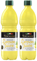 Tuscanini lemon juice bottle with no water added for pure citrus flavor