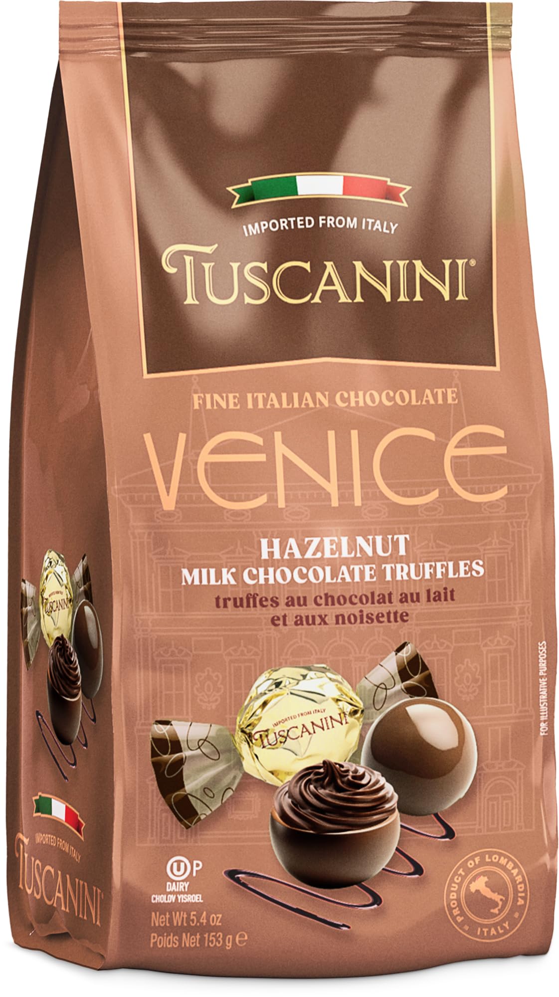 Tuscanini Milano milk chocolate truffle on a plate, a luxurious afternoon treat.