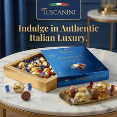 Tuscanini rich dark chocolate truffles with bold cocoa notes.