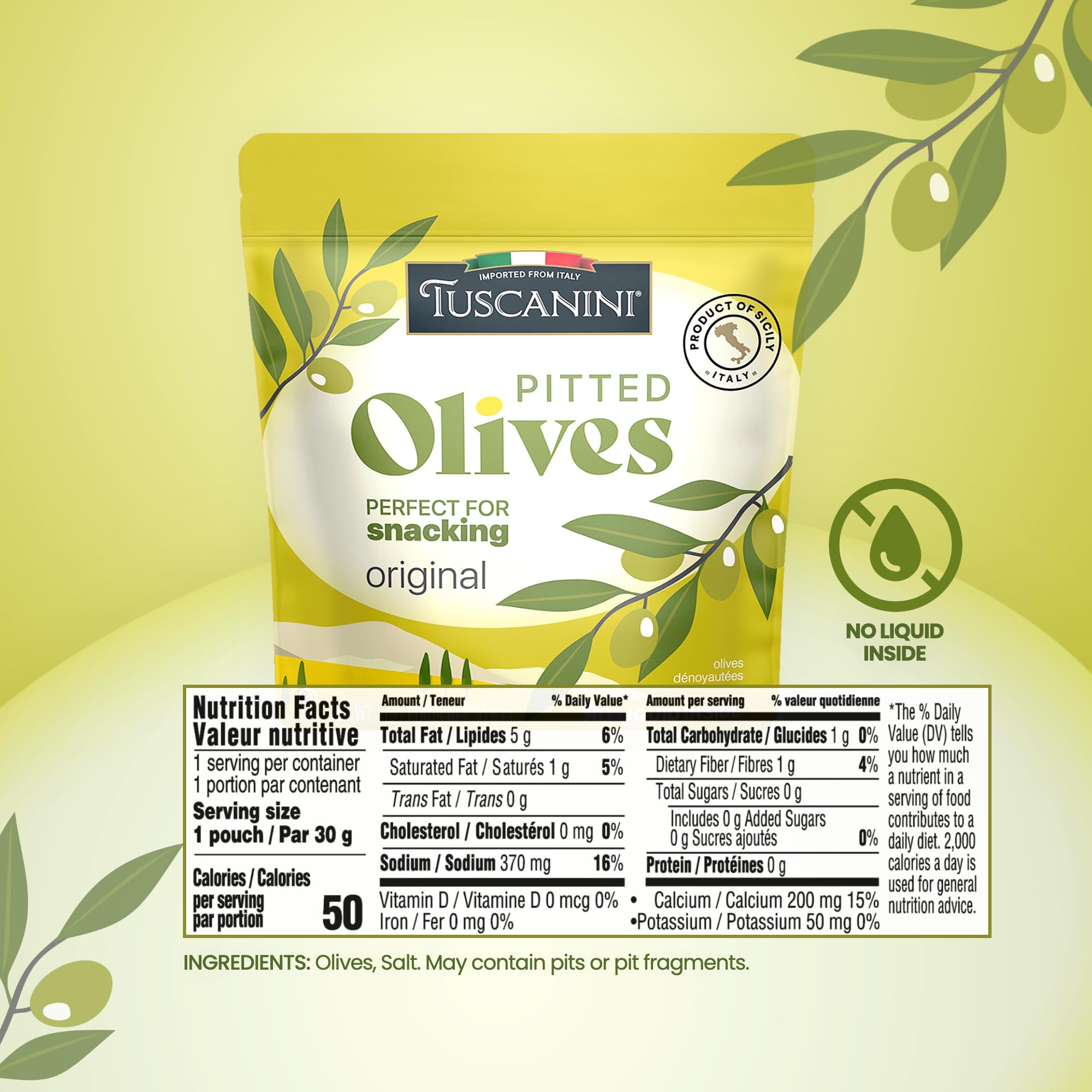 Tuscanini Snack Olives Spicy pouch – bold flavor on the move.