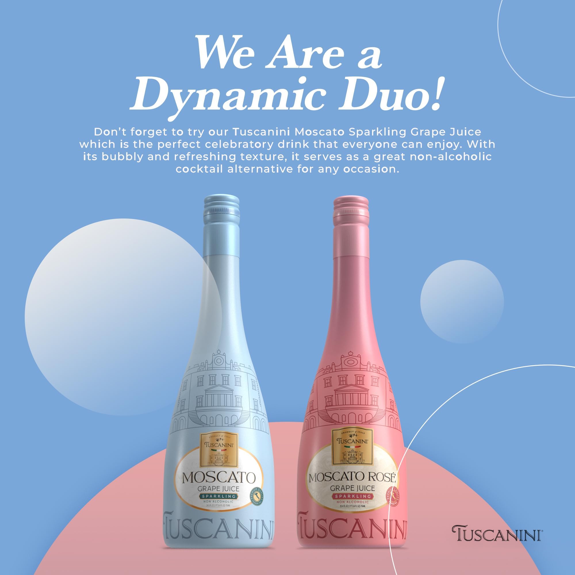 Tuscanini Sparkling Rosé bottle with floral aromas for toasts