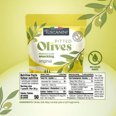 Tuscanini Spicy Olive Pouch — bold flavor snack perfect for picnics.