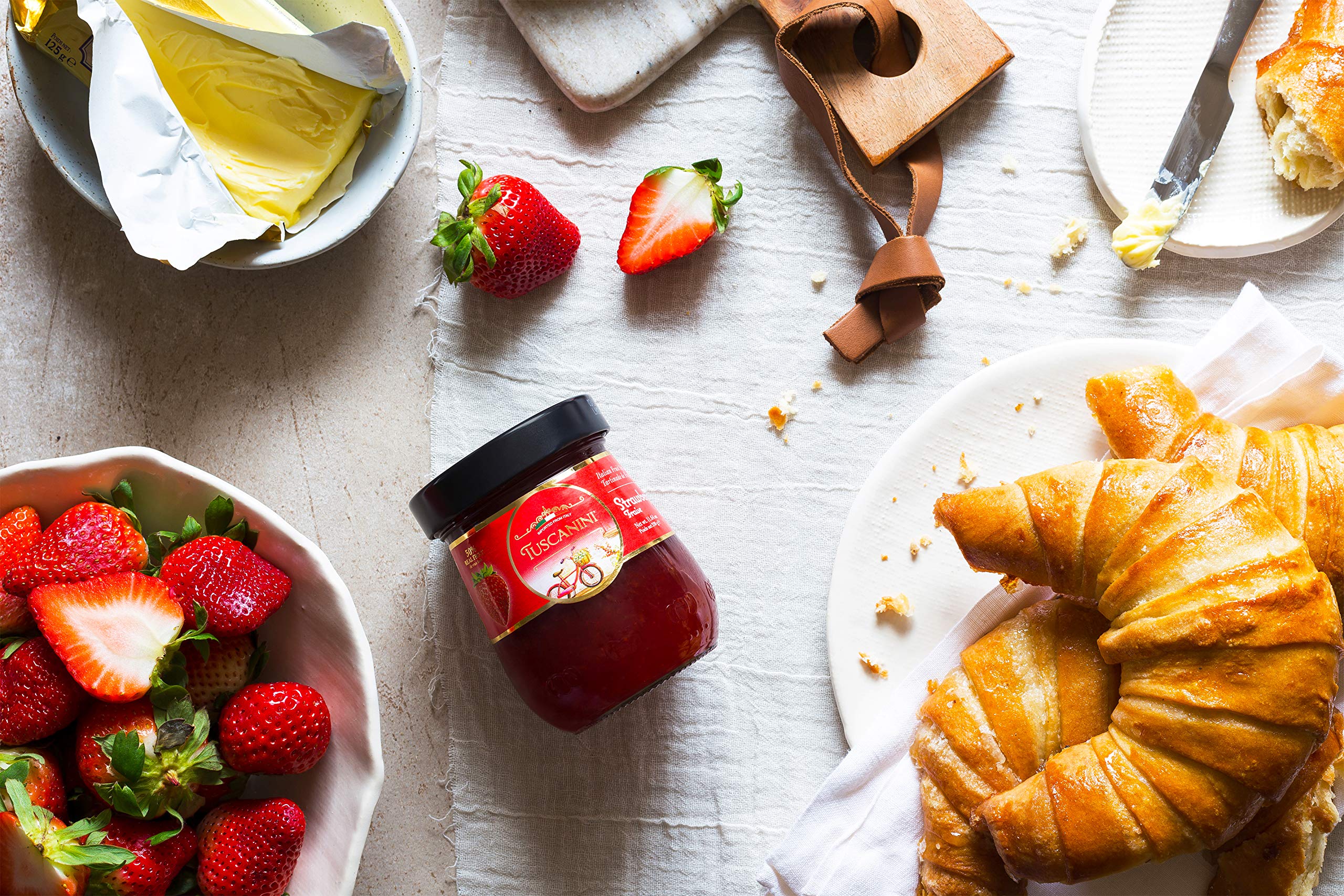 Tuscanini strawberry preserves kosher gluten free label emphasizing quality and inclusivity
