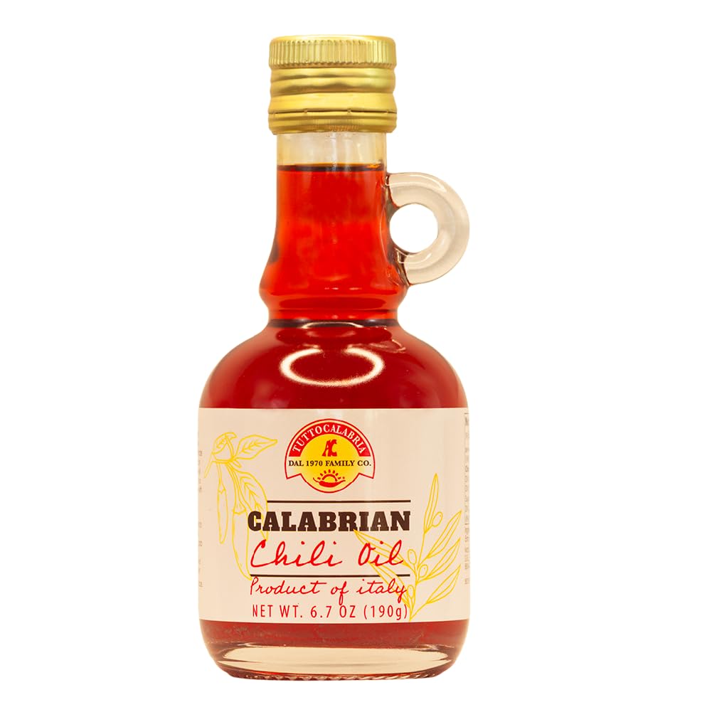TUTTOCALABRIA Calabrian chili infused oil bottle adds vibrant heat to pasta and sauces