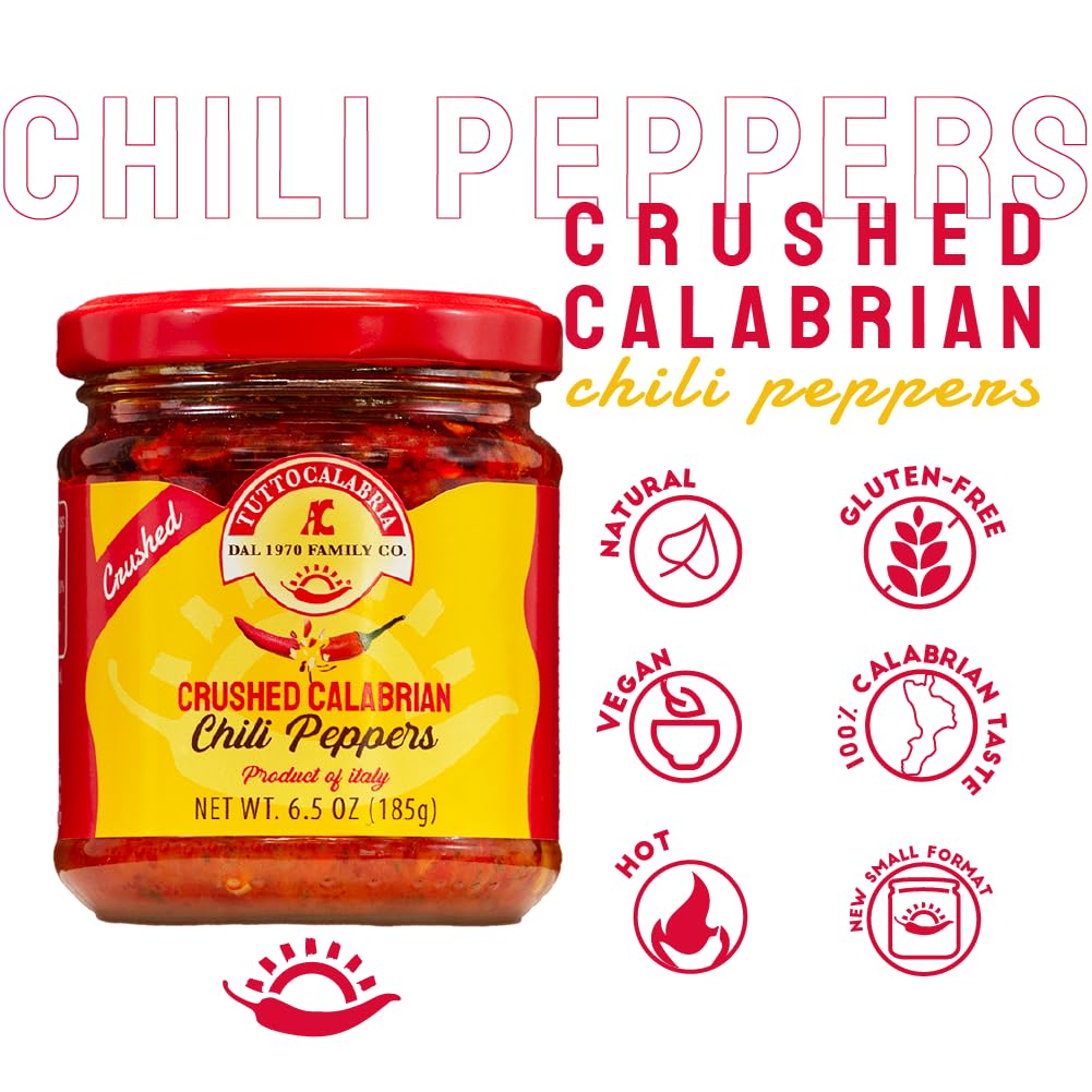 Crushed Calabrian chili flakes on pizza for Mediterranean heat and color