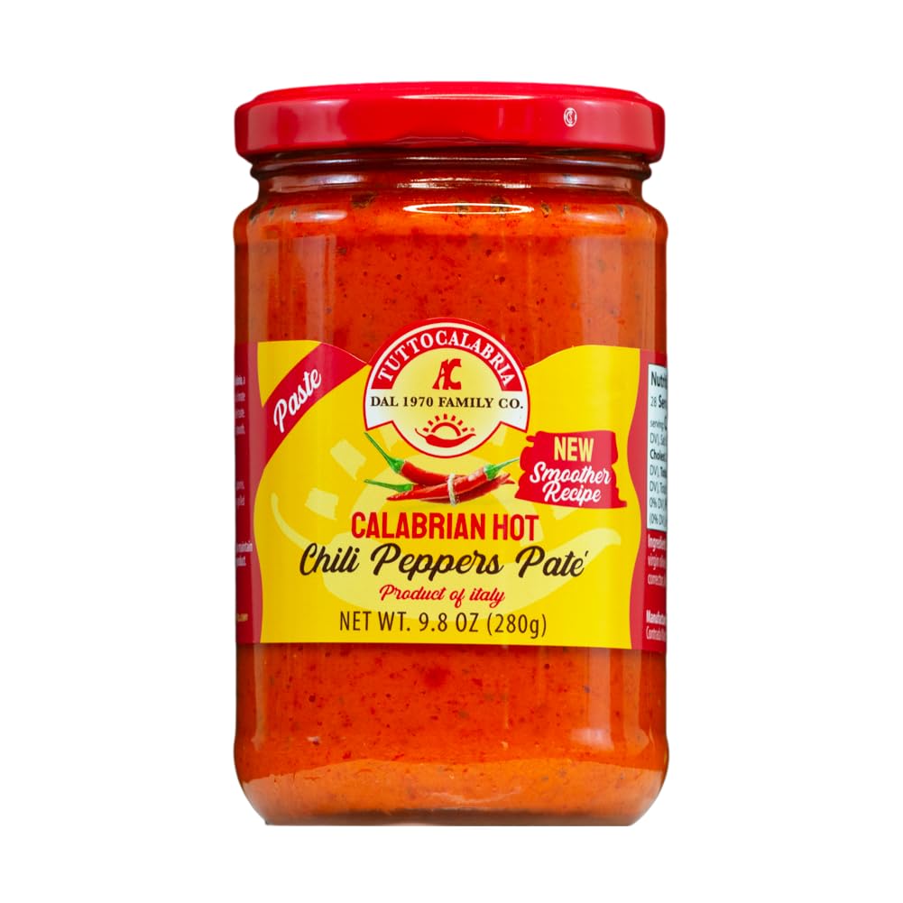 TuttoCalabria chili paste bottle highlights bold Calabrian heat for flavor-packed meals.