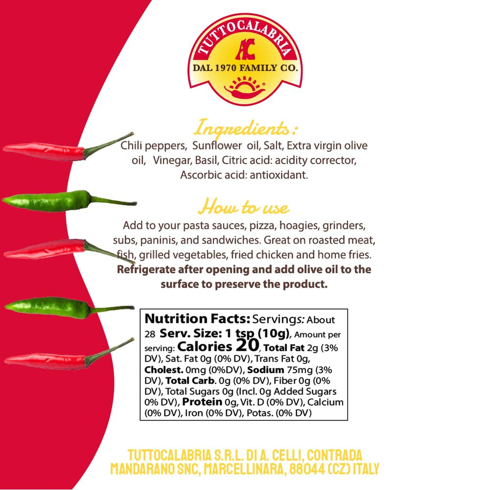 TuttoCalabria chili paste label detail shows premium craftsmanship and authentic aroma.