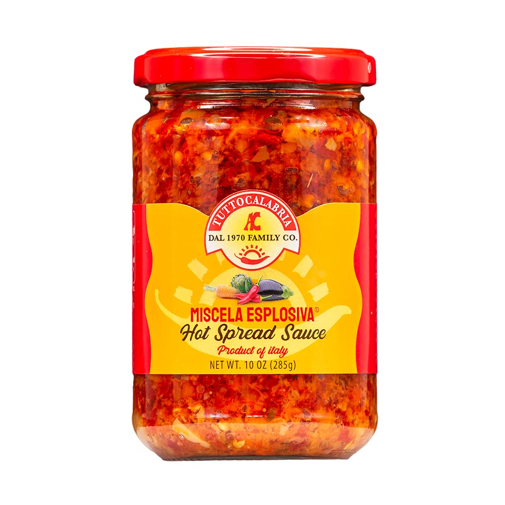 TUTTOCALABRIA Miscela Esplosiva bottle showcasing Calabrian heat for pasta and sandwiches