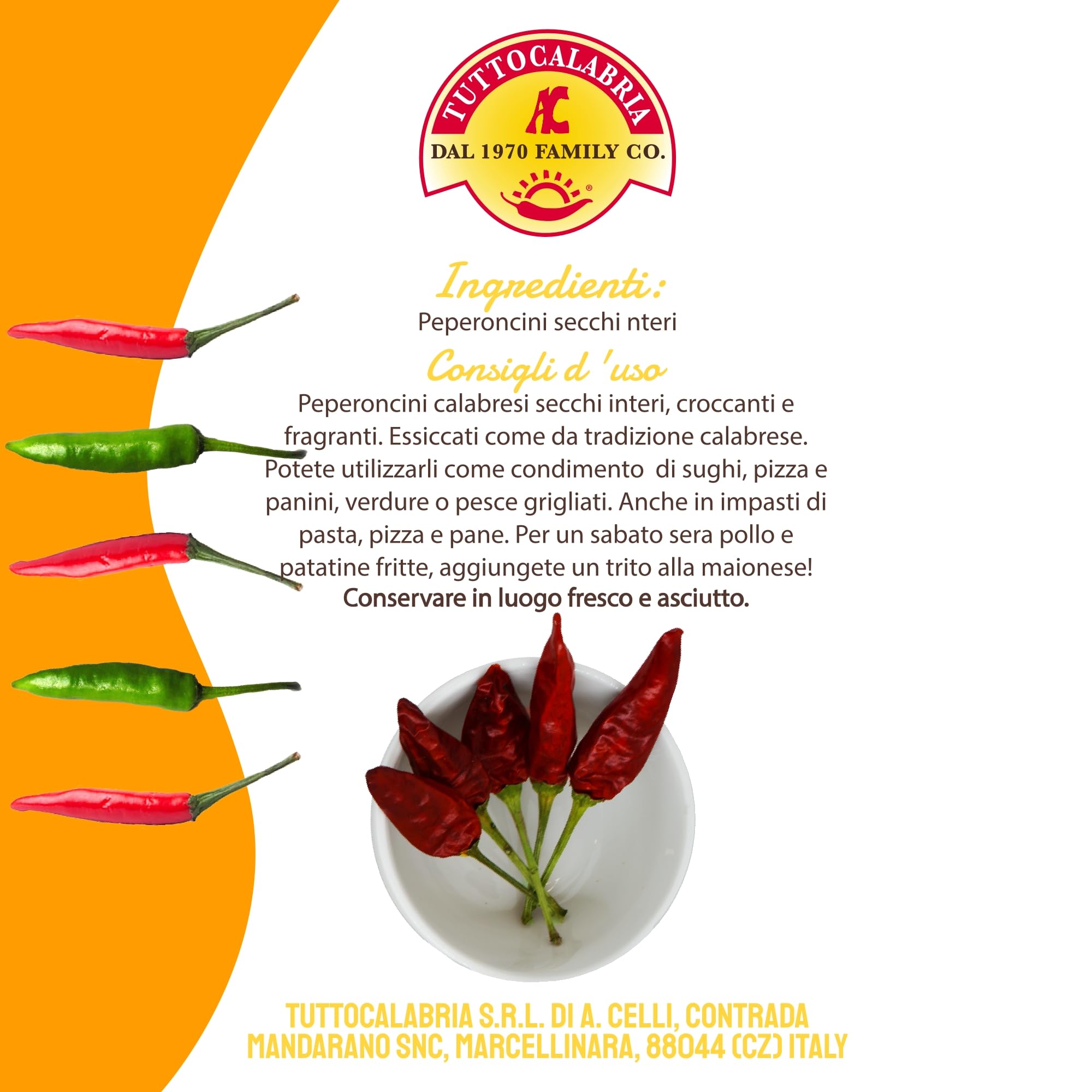 TUTTOCALABRIA product of Italy dried chilies for everyday meals