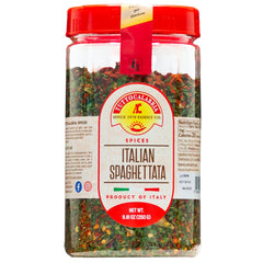 TUTTOCALABRIA spaghetti sauce seasoning in pan with olive oil, sizzling.