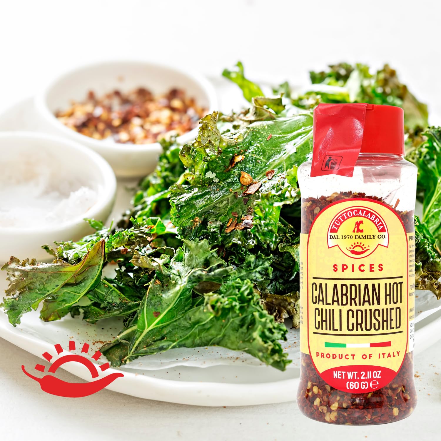 TUTTOCALABRIA spice sprinkle ready for pasta, pizza, or grilled veggies.