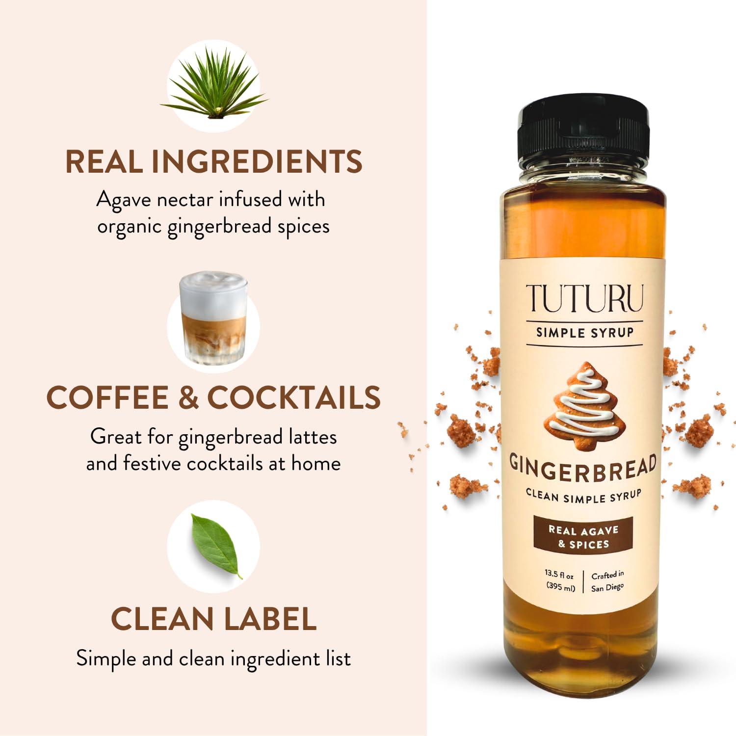 Hot tea with Tuturu Gingerbread Syrup adds warmth and aroma.