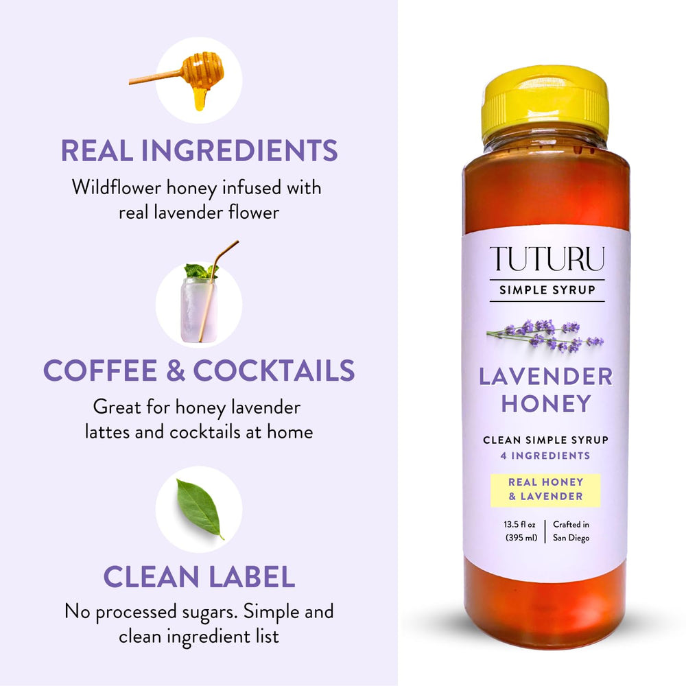 Cocktail glass with Tuturu lavender honey syrup and floral notes