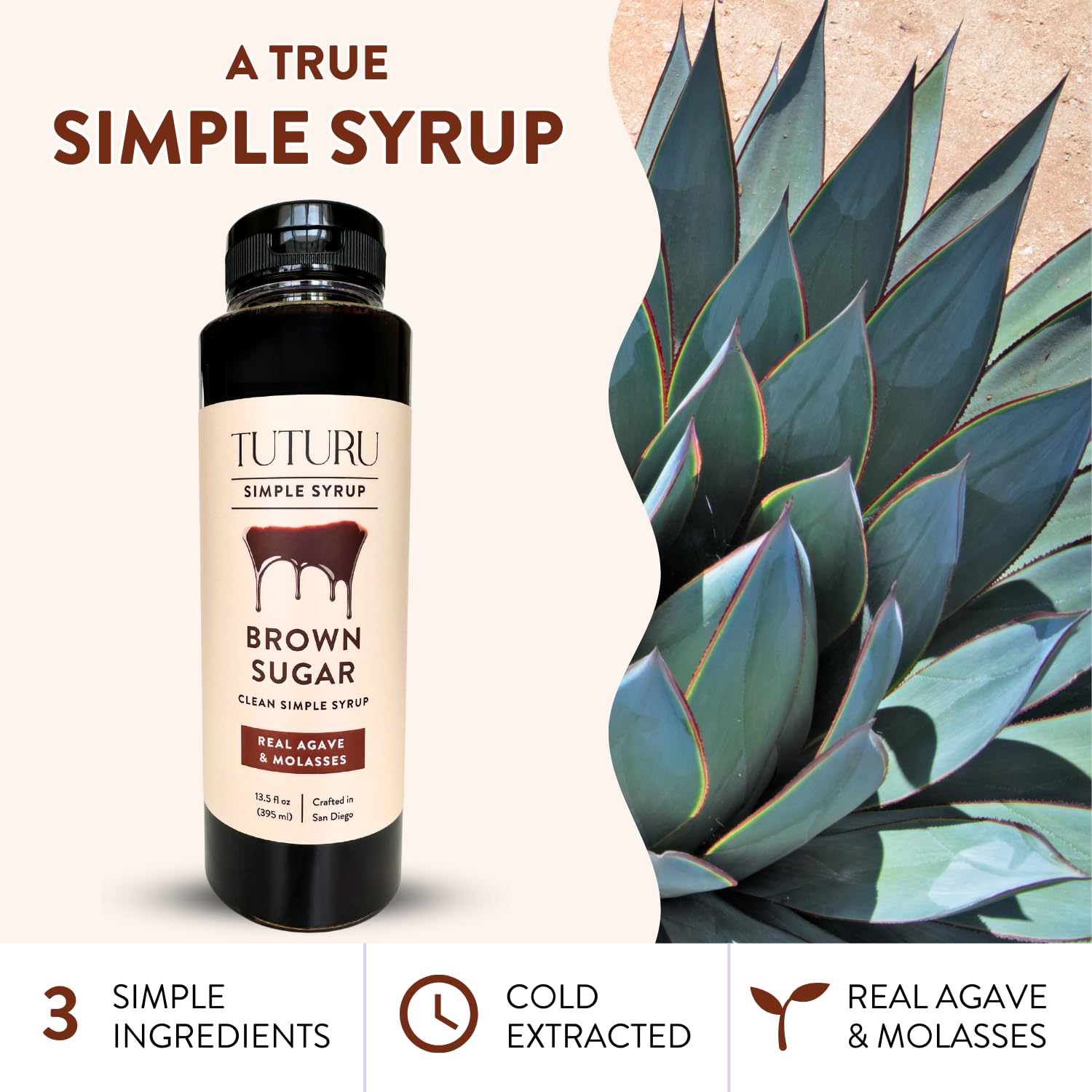 TUTURU hand-brewed craftsmanship bottle showcases real molasses and agave infusion.