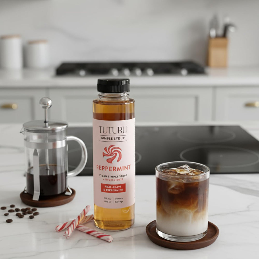 TUTURU Peppermint cocktail mixer showcases versatile drink flavor.
