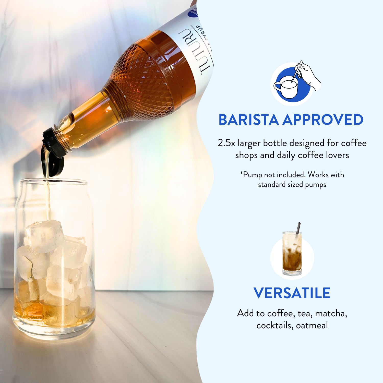 Ingredients panel on Tuturu Vanilla Agave Syrup emphasizes vanilla and agave