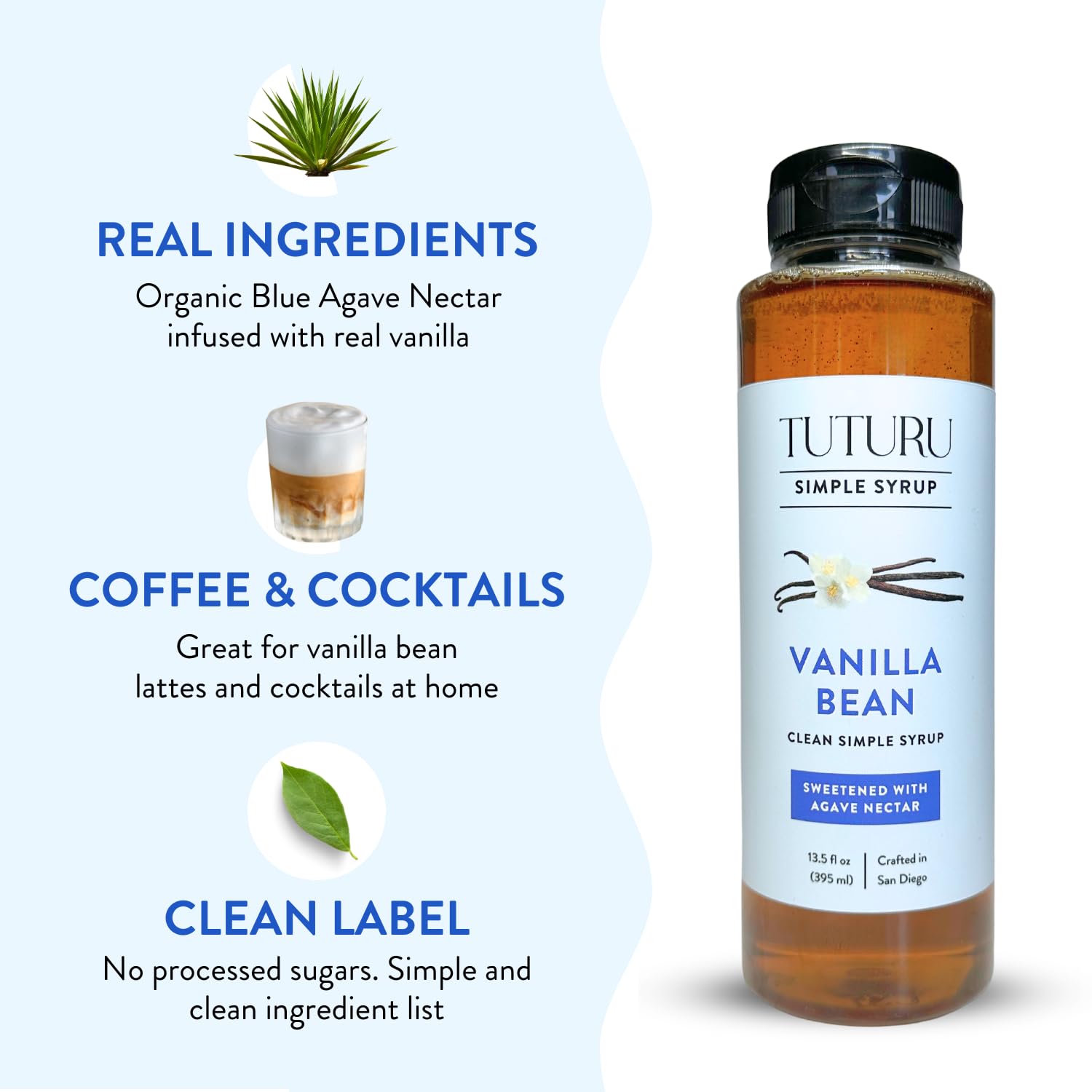 Handcrafted batch imagery for Tuturu vanilla agave highlights craftsmanship.